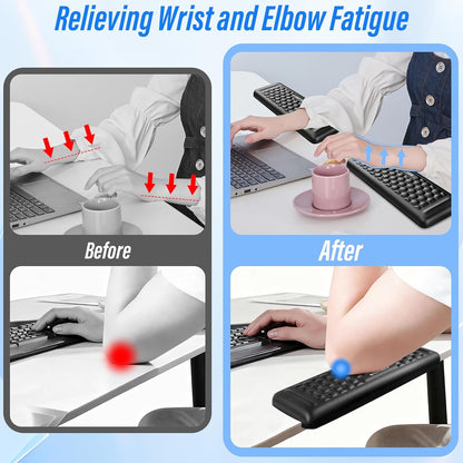 Desk Elbow Pads (2-Pack) L-Shaped Rest for Desk, Ergonomic Arm Rest Support, Memory Foam Desk Edge Cushion for Palm, Wrist & Forearm, Prevents Elbow & Wrist Strain