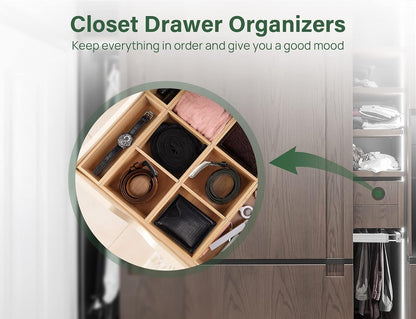 8Pcs Bamboo Drawer Organizer 4-Size Kitchen Storage Box for Flatware