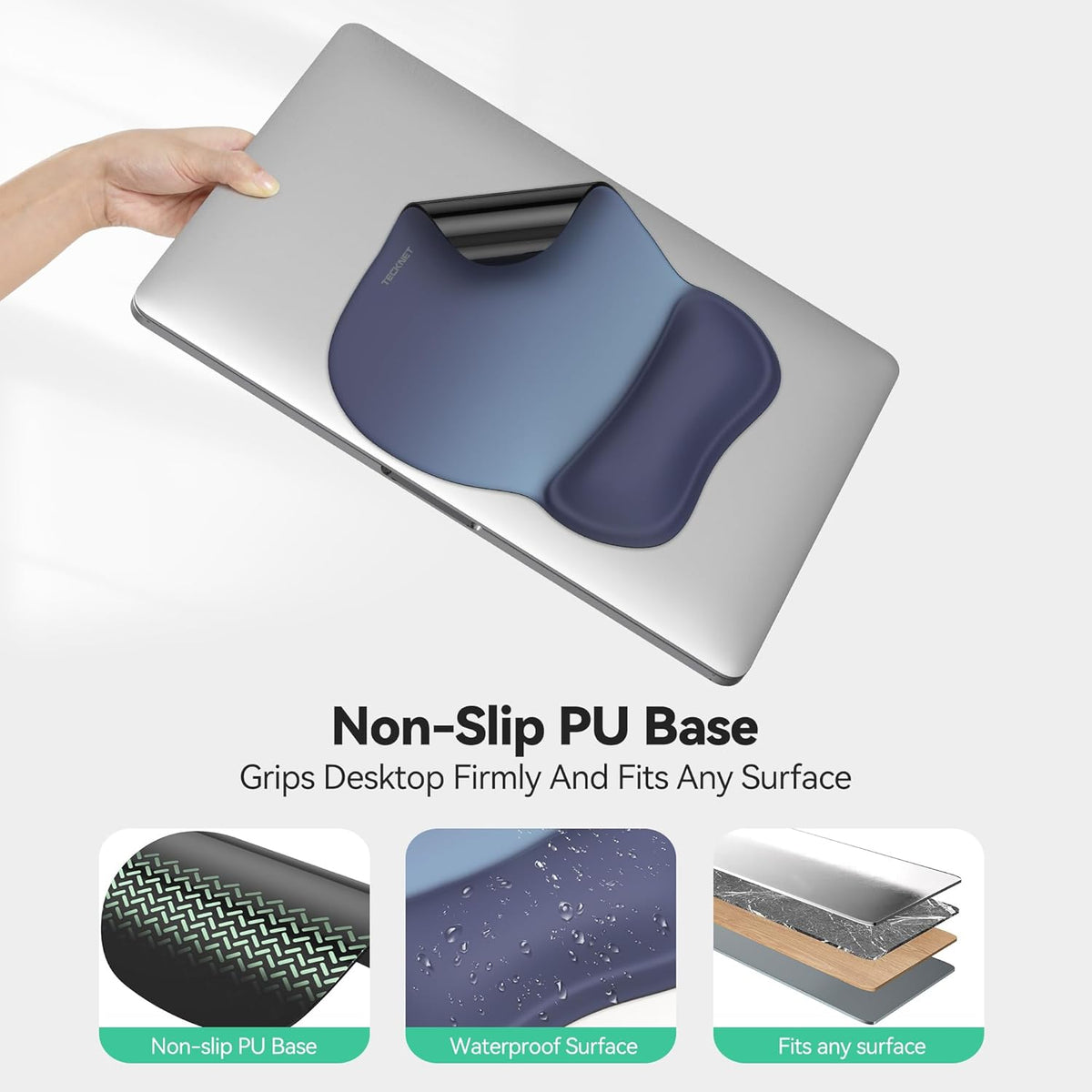 Gel Ergonomic Mouse Pad with Wrist Rest, Non-Slip PU Base, Gradient