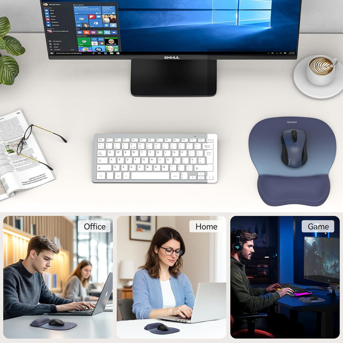 Gel Ergonomic Mouse Pad with Wrist Rest, Non-Slip PU Base, Gradient