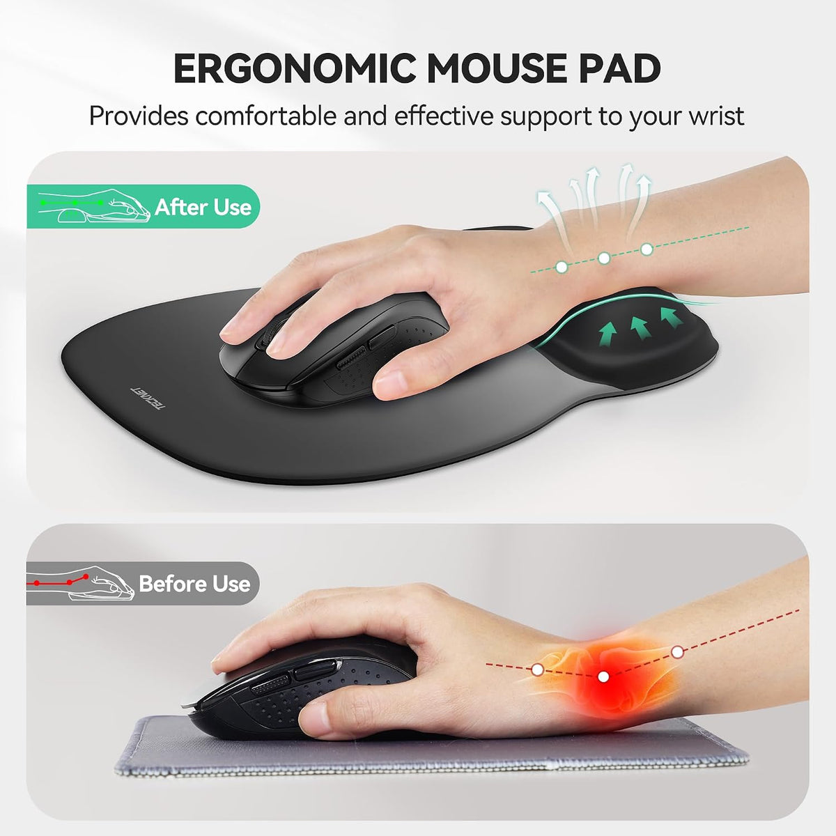 Gel Ergonomic Mouse Pad with Wrist Rest, Non-Slip PU Base, Gradient