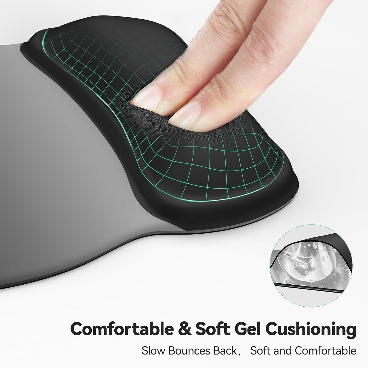 Gel Ergonomic Mouse Pad with Wrist Rest, Non-Slip PU Base, Gradient