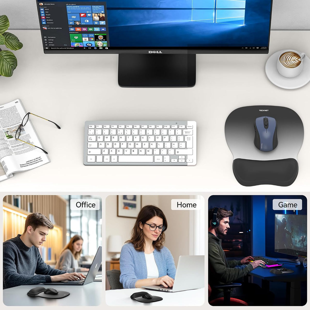 Gel Ergonomic Mouse Pad with Wrist Rest, Non-Slip PU Base, Gradient