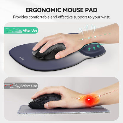 Gel Ergonomic Mouse Pad with Wrist Rest, Non-Slip PU Base, Gradient