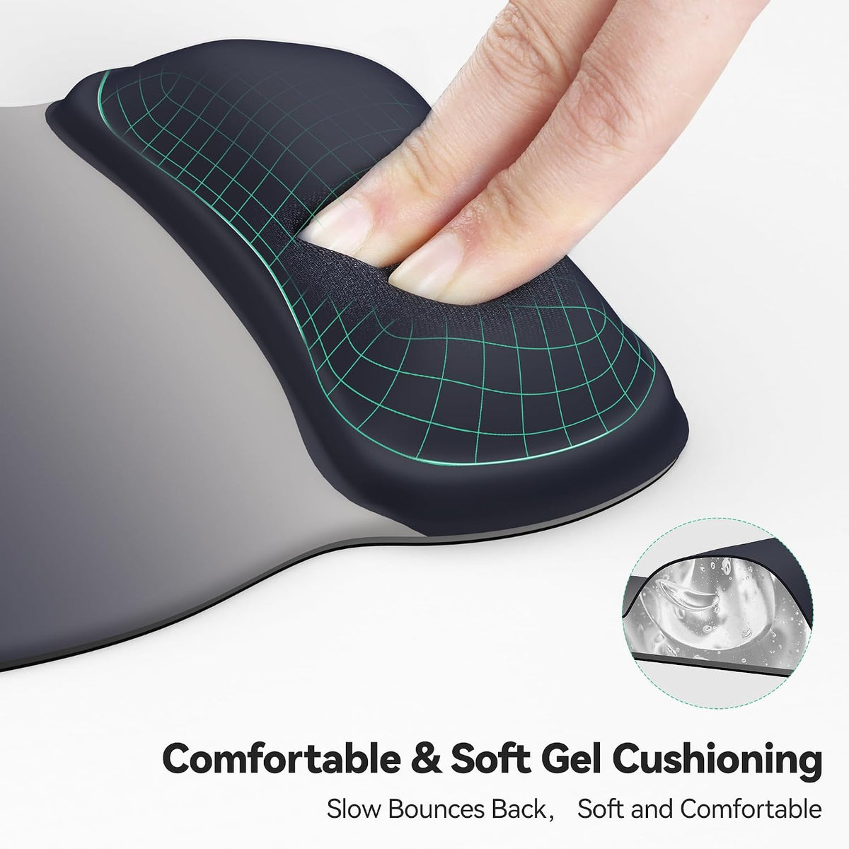 Gel Ergonomic Mouse Pad with Wrist Rest, Non-Slip PU Base, Gradient