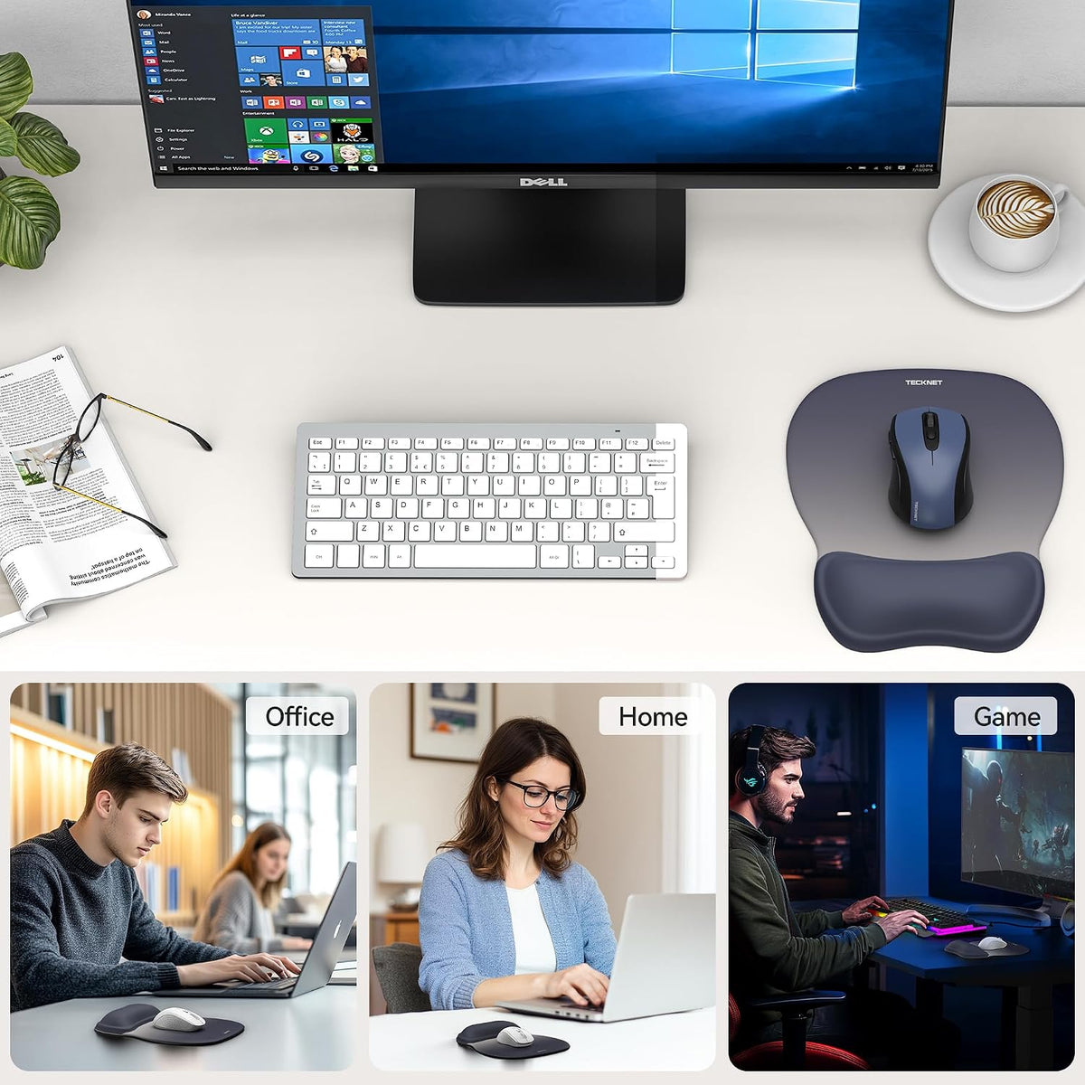 Gel Ergonomic Mouse Pad with Wrist Rest, Non-Slip PU Base, Gradient