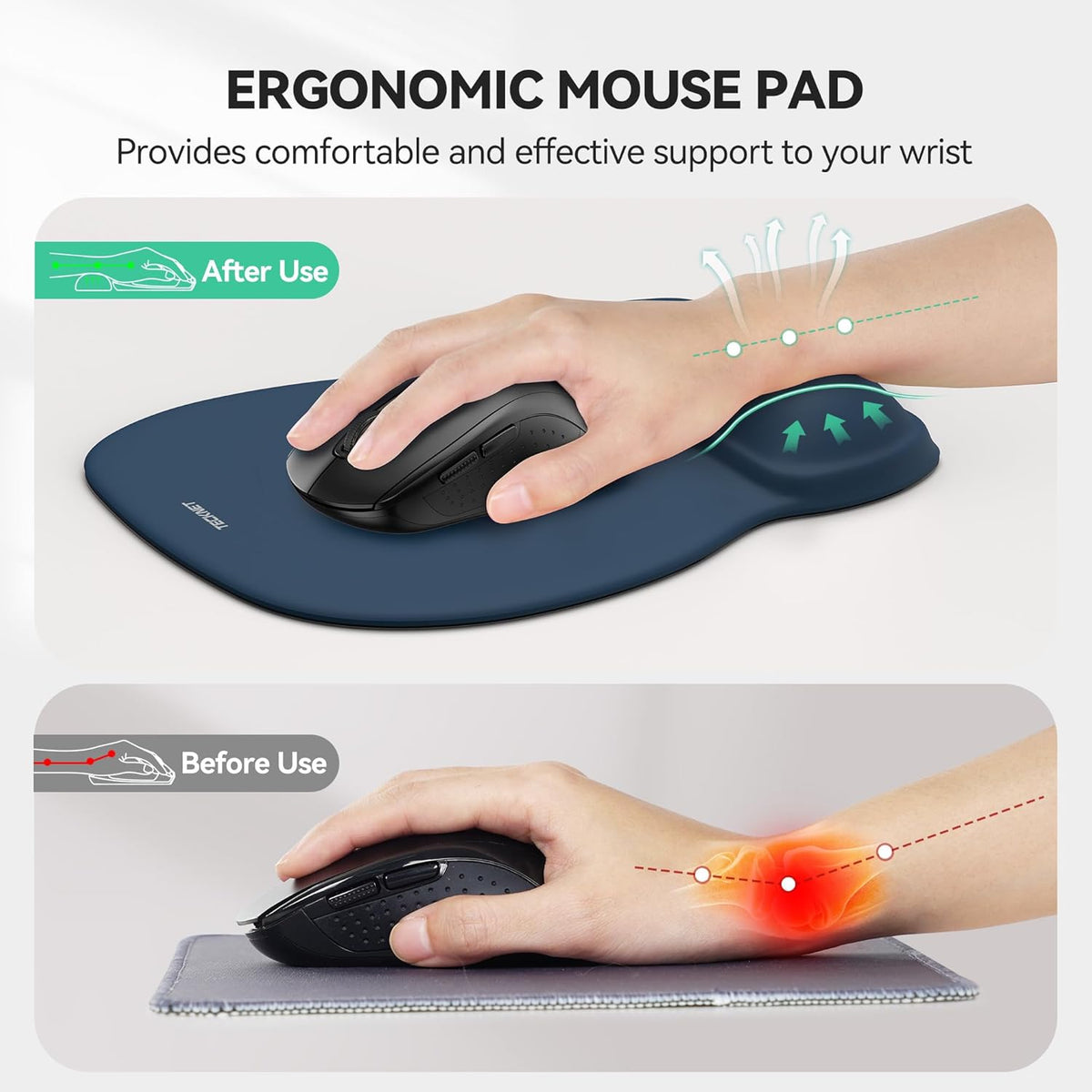 Gel Ergonomic Mouse Pad with Wrist Rest, Non-Slip PU Base, Gradient
