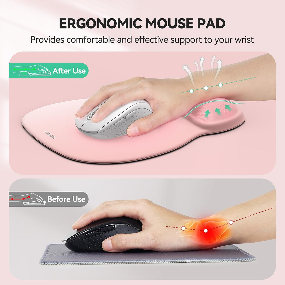 Gel Ergonomic Mouse Pad with Wrist Rest, Non-Slip PU Base, Gradient