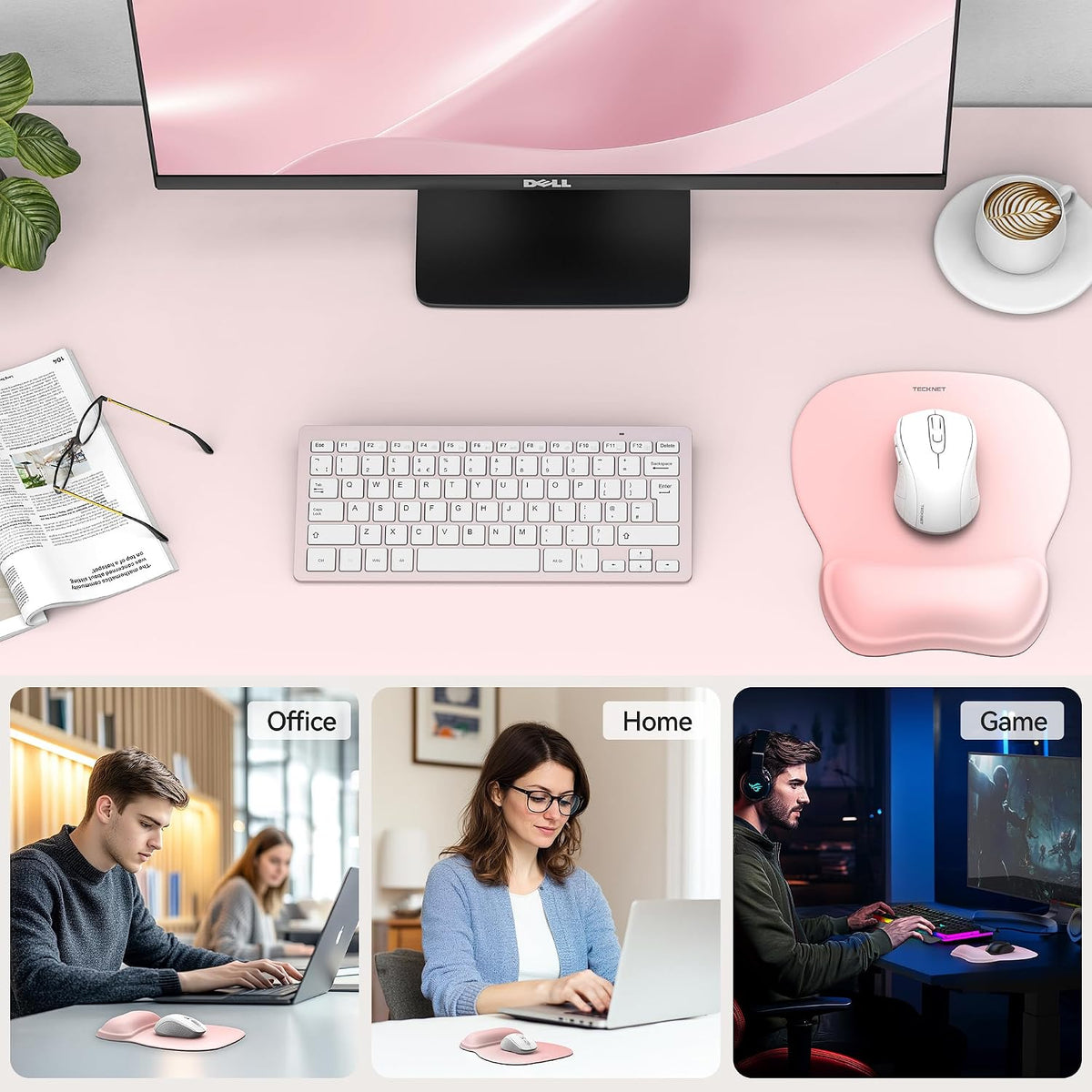 Gel Ergonomic Mouse Pad with Wrist Rest, Non-Slip PU Base, Gradient