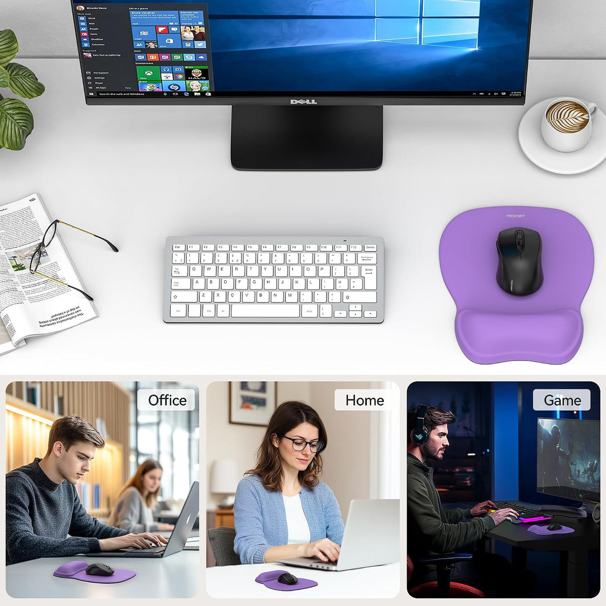 Gel Ergonomic Mouse Pad with Wrist Rest, Non-Slip PU Base, Gradient