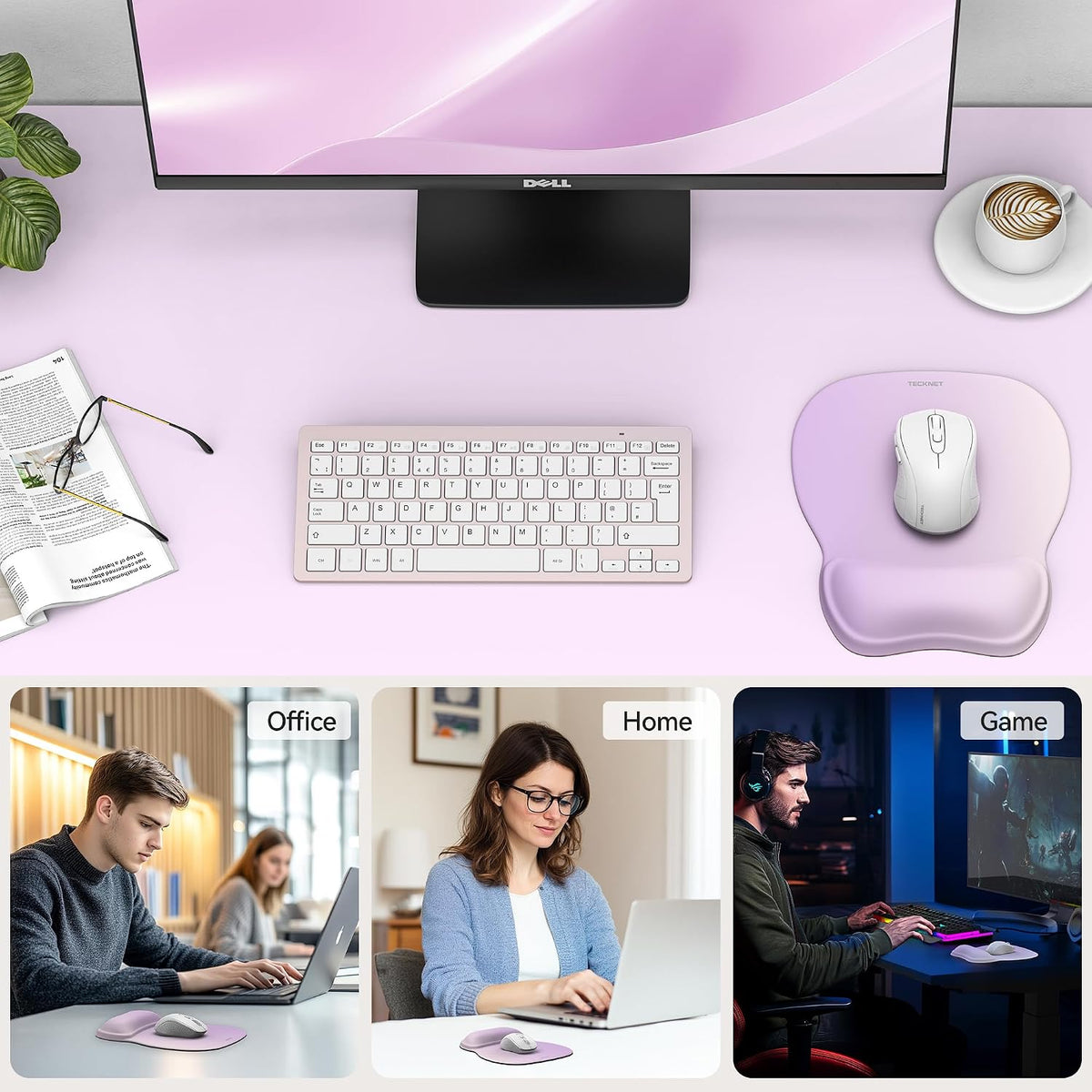 Gel Ergonomic Mouse Pad with Wrist Rest, Non-Slip PU Base, Gradient