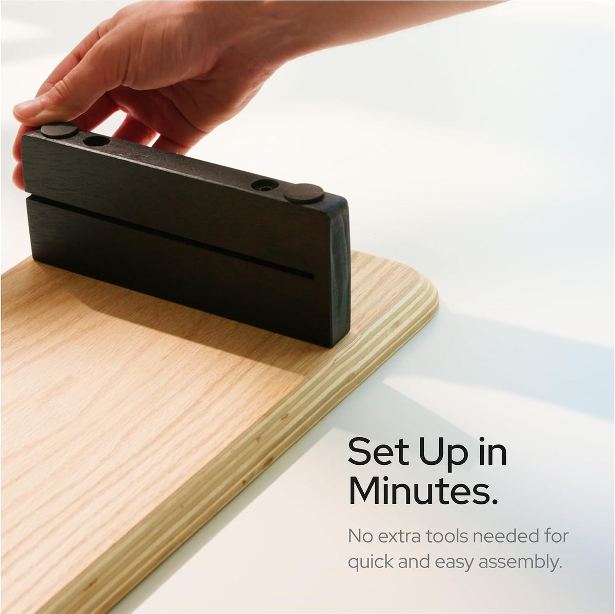Dual Monitor Riser with Integrated Metal Shelf - Wooden desk shelf