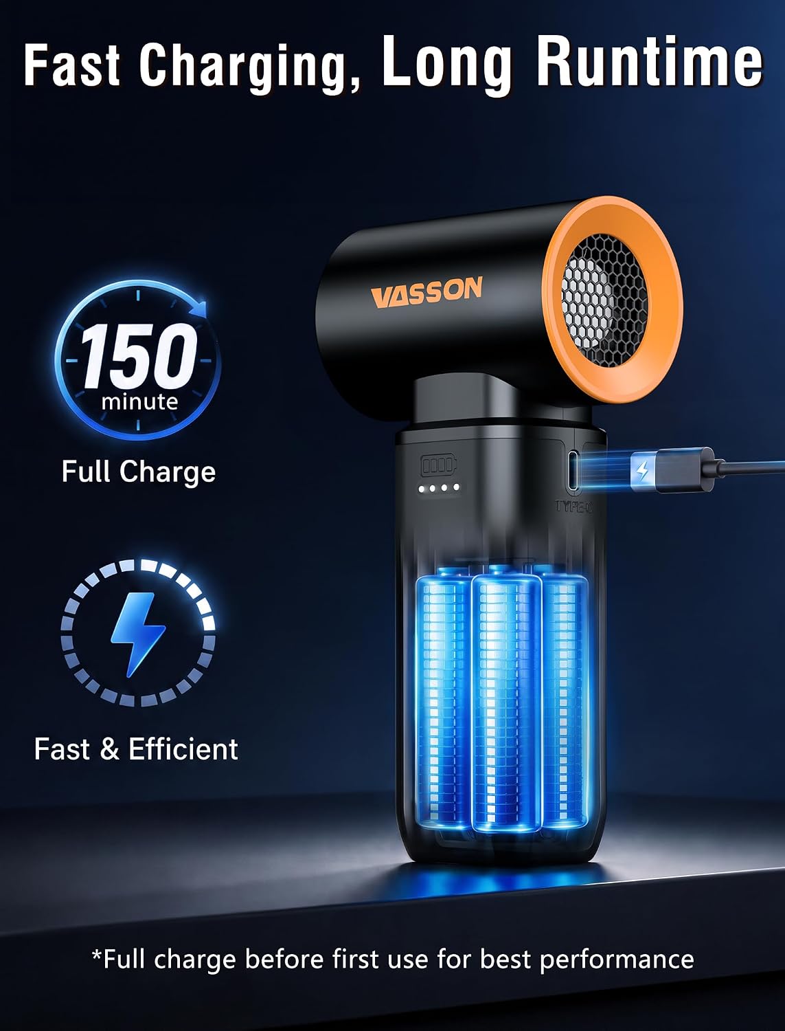 Compressed air Duster High-Speed Brushless Motor, 3-Speed Adjustable