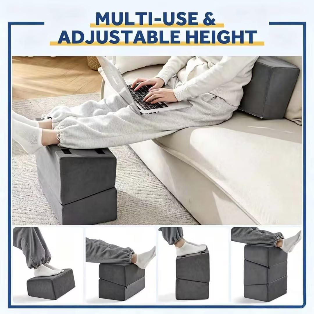 Foot Rest for Under Desk at Work, Adjustable Footrest for Office Chair & Gaming Chair,Ergonomic Footrest Pillow Desk Foot Stool with Washable Cover for Home, Airplane, Travel (Gray)