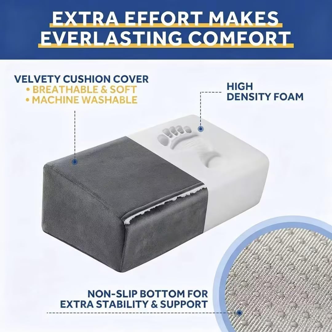 Foot Rest for Under Desk at Work, Adjustable Footrest for Office Chair & Gaming Chair,Ergonomic Footrest Pillow Desk Foot Stool with Washable Cover for Home, Airplane, Travel (Gray)
