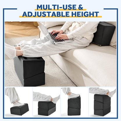 Foot Rest for Under Desk at Work, Adjustable Footrest for Office Chair & Gaming Chair,Ergonomic Footrest Pillow Desk Foot Stool with Washable Cover for Home, Airplane, Travel (Gray)