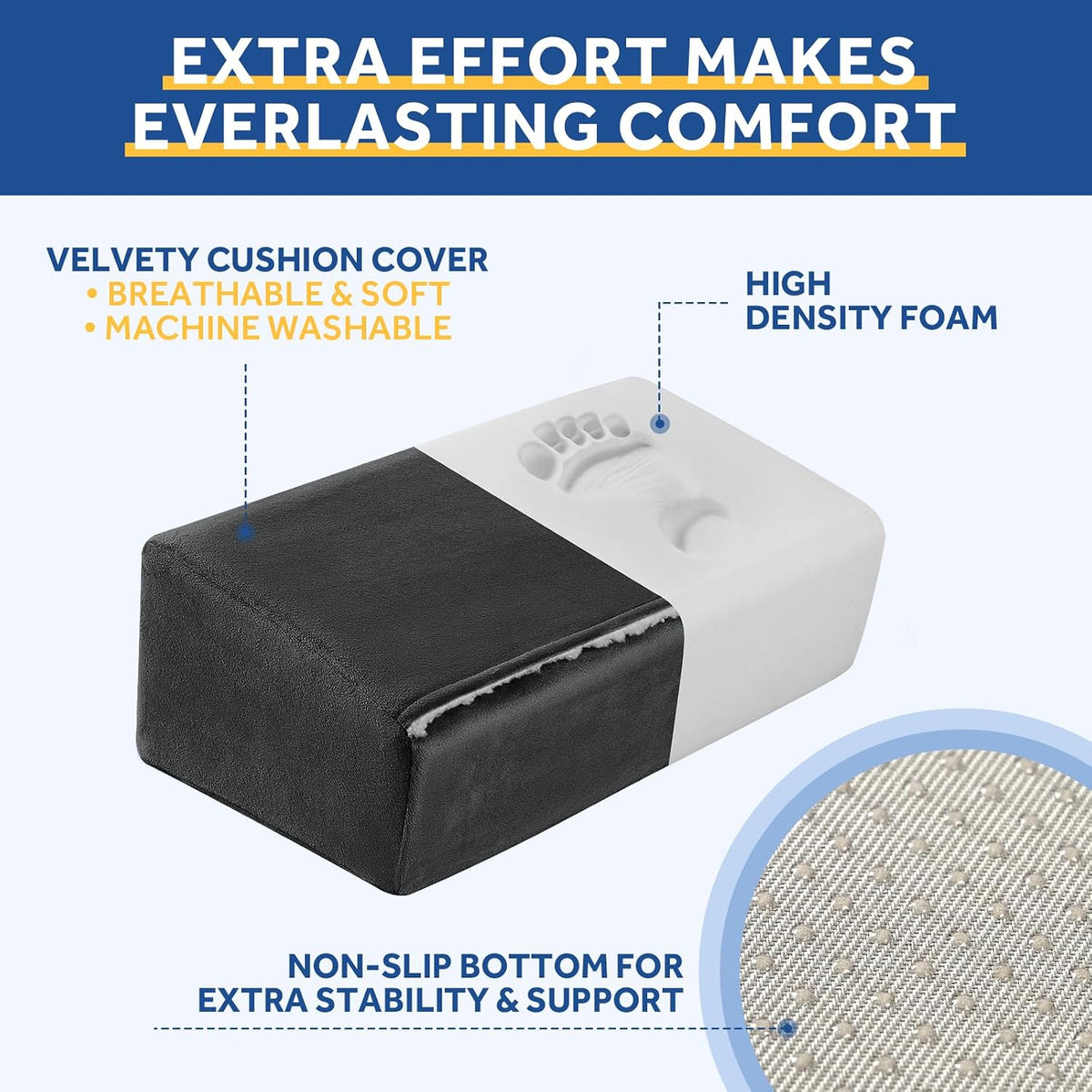 Foot Rest for Under Desk at Work, Adjustable Footrest for Office Chair & Gaming Chair,Ergonomic Footrest Pillow Desk Foot Stool with Washable Cover for Home, Airplane, Travel (Gray)