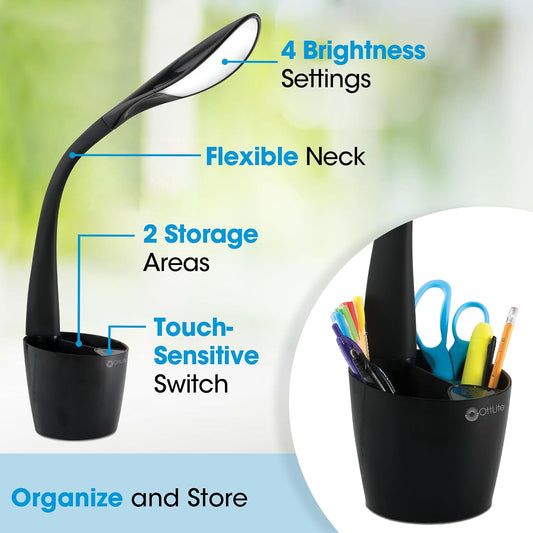 Organizer LED Desk Lamp with Storage Compartment, Black
