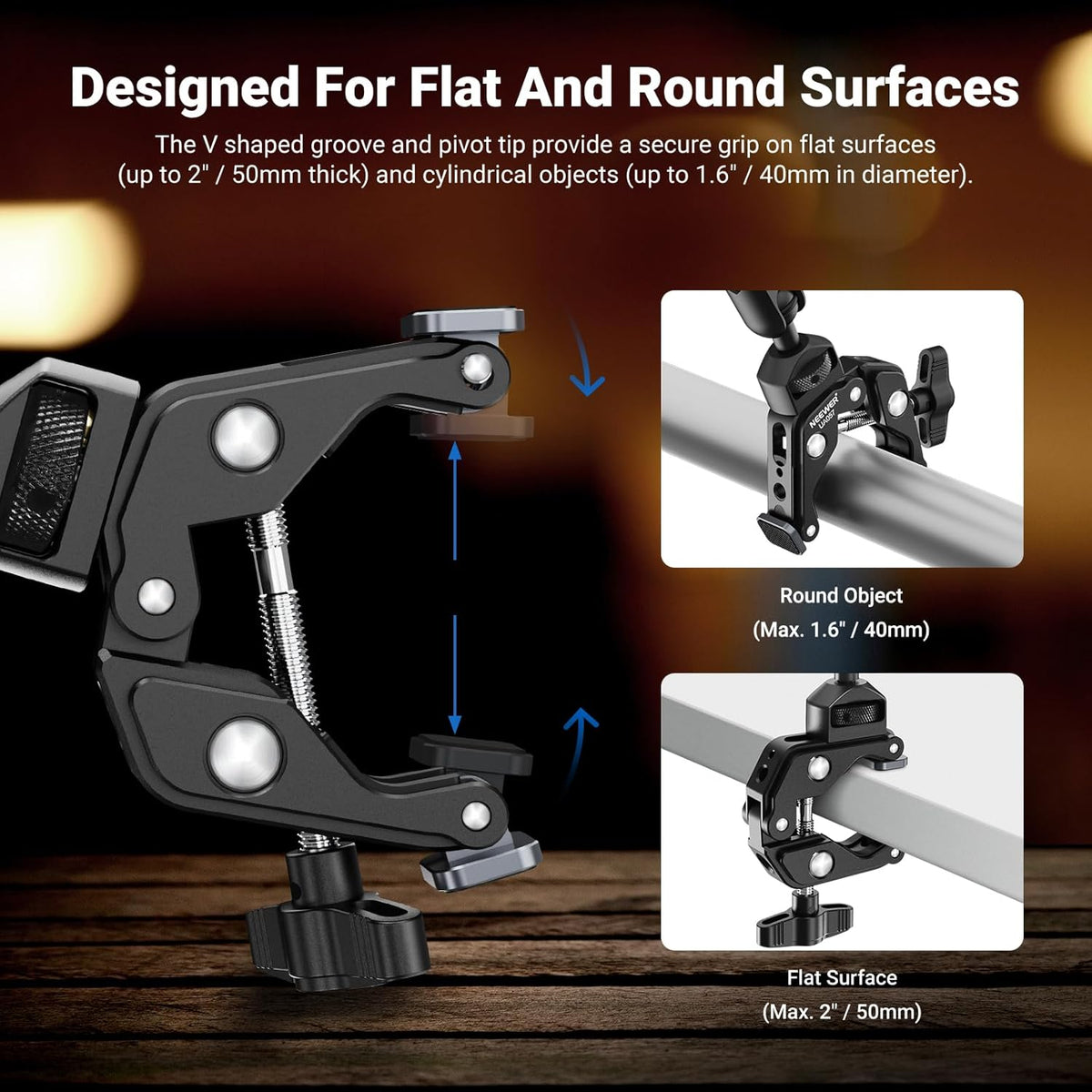 22" Magic Arm w Desk C Clamp, Overhead Camera Mount with Articulating Mic Boom Arm 1/4" 3/8" Threads for ARRI, Desktop Stand Holder for Phone Microphone Webcam Action Camera Video Light, UA057