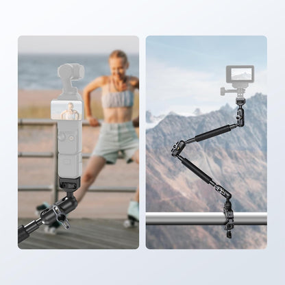 22" Magic Arm w Desk C Clamp, Overhead Camera Mount with Articulating Mic Boom Arm 1/4" 3/8" Threads for ARRI, Desktop Stand Holder for Phone Microphone Webcam Action Camera Video Light, UA057