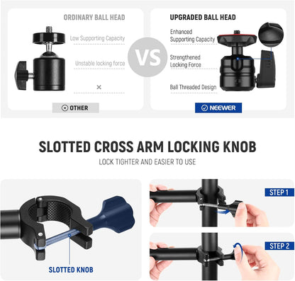 22" Magic Arm w Desk C Clamp, Overhead Camera Mount with Articulating Mic Boom Arm 1/4" 3/8" Threads for ARRI, Desktop Stand Holder for Phone Microphone Webcam Action Camera Video Light, UA057