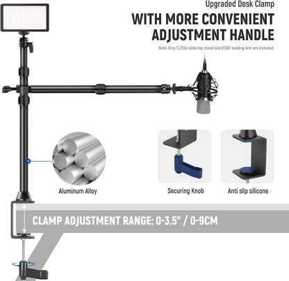 22" Magic Arm w Desk C Clamp, Overhead Camera Mount with Articulating Mic Boom Arm 1/4" 3/8" Threads for ARRI, Desktop Stand Holder for Phone Microphone Webcam Action Camera Video Light, UA057