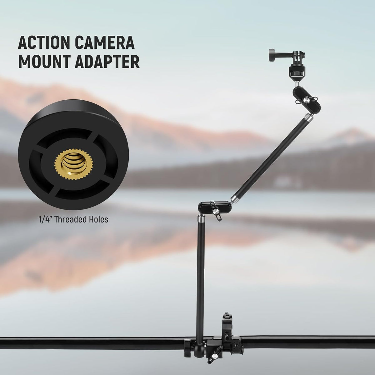 22" Magic Arm w Desk C Clamp, Overhead Camera Mount with Articulating Mic Boom Arm 1/4" 3/8" Threads for ARRI, Desktop Stand Holder for Phone Microphone Webcam Action Camera Video Light, UA057