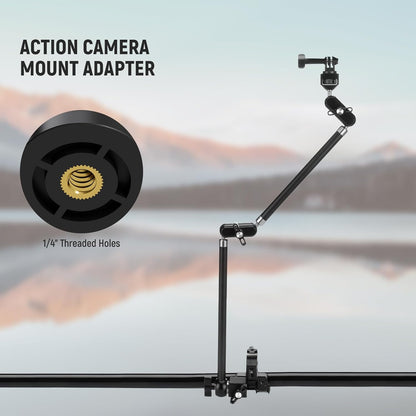 22" Magic Arm w Desk C Clamp, Overhead Camera Mount with Articulating Mic Boom Arm 1/4" 3/8" Threads for ARRI, Desktop Stand Holder for Phone Microphone Webcam Action Camera Video Light, UA057