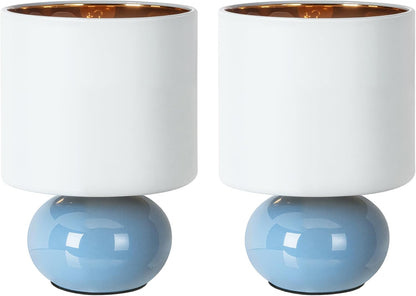 Ceramic Table Lamps Set of 2, Modern Classic Bedside Lamps for Nightstand, Small Table Lamp for Bedroom Living Room Desk End Table (White)