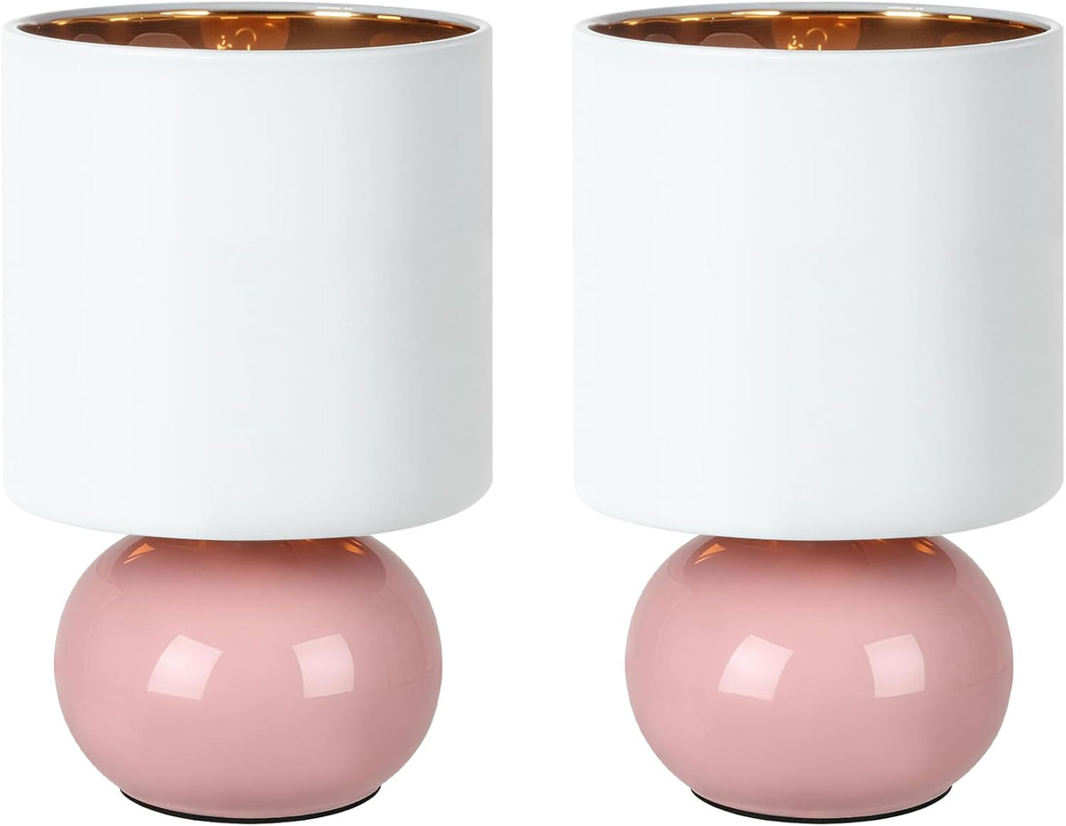Ceramic Table Lamps Set of 2, Modern Classic Bedside Lamps for Nightstand, Small Table Lamp for Bedroom Living Room Desk End Table (White)