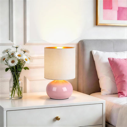 Ceramic Table Lamps Set of 2, Modern Classic Bedside Lamps for Nightstand, Small Table Lamp for Bedroom Living Room Desk End Table (White)