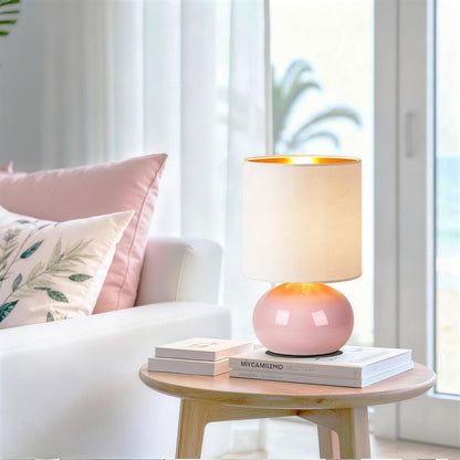 Ceramic Table Lamps Set of 2, Modern Classic Bedside Lamps for Nightstand, Small Table Lamp for Bedroom Living Room Desk End Table (White)