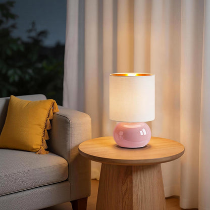 Ceramic Table Lamps Set of 2, Modern Classic Bedside Lamps for Nightstand, Small Table Lamp for Bedroom Living Room Desk End Table (White)