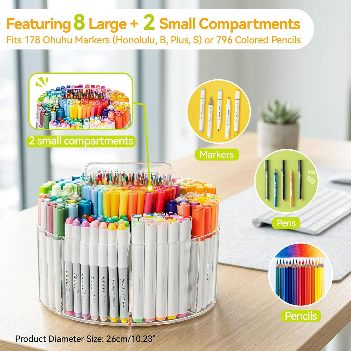 360° Rotating Acrylic Marker Storage Organizer for Alcohol Markers