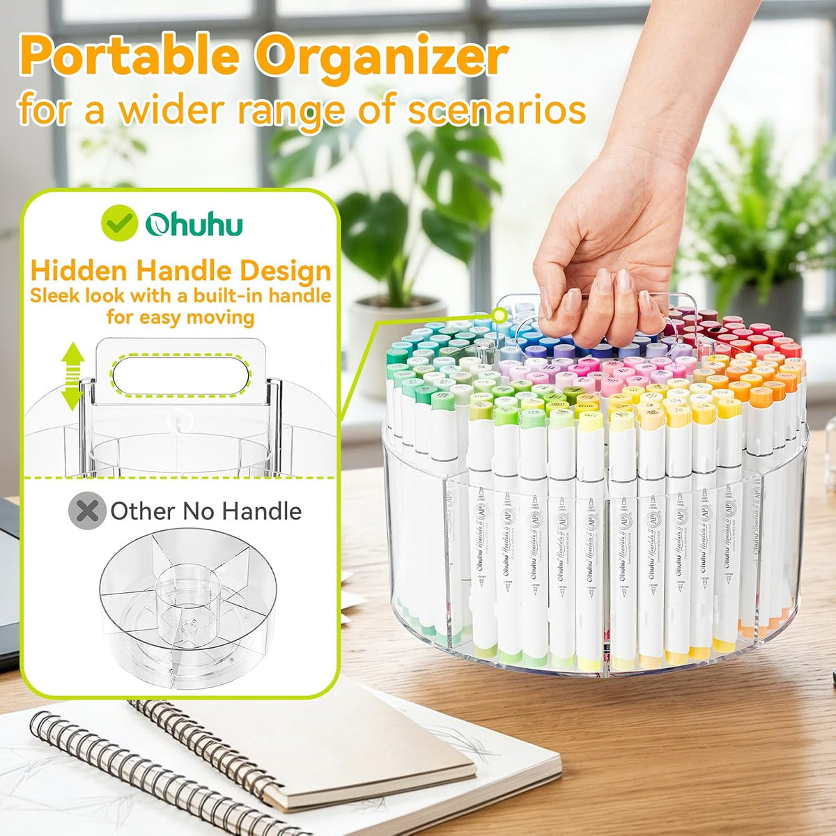 360° Rotating Acrylic Marker Storage Organizer for Alcohol Markers