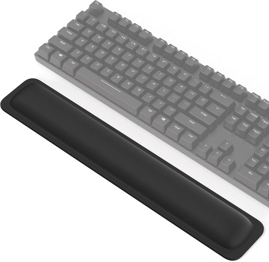 Wrist Rest for Computer Keyboard, Thicken Memory Foam Wrist Support Pad for Keyboard, Ergonomic Palm Rest for Pain Relief, Anti-Slip Rubber Base, 17x3.3 in, 1 inch (25mm), Black