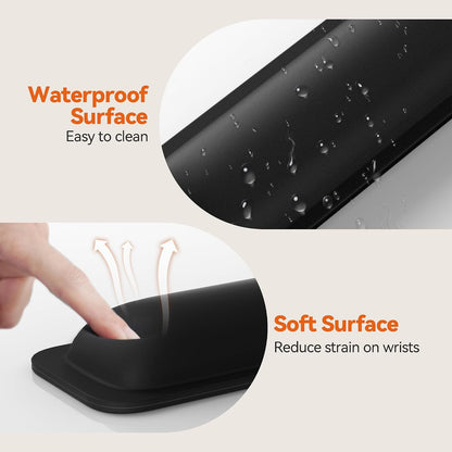 Wrist Rest for Computer Keyboard, Thicken Memory Foam Wrist Support Pad for Keyboard, Ergonomic Palm Rest for Pain Relief, Anti-Slip Rubber Base, 17x3.3 in, 1 inch (25mm), Black