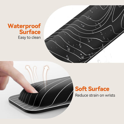 Wrist Rest for Computer Keyboard, Thicken Memory Foam Wrist Support Pad for Keyboard, Ergonomic Palm Rest for Pain Relief, Anti-Slip Rubber Base, 17x3.3 in, 1 inch (25mm), Black