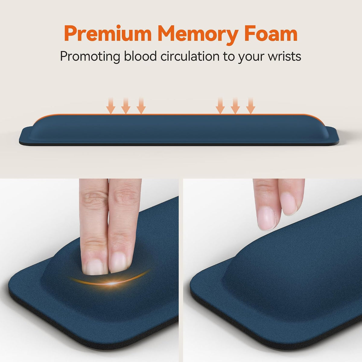 Wrist Rest for Computer Keyboard, Thicken Memory Foam Wrist Support Pad for Keyboard, Ergonomic Palm Rest for Pain Relief, Anti-Slip Rubber Base, 17x3.3 in, 1 inch (25mm), Black
