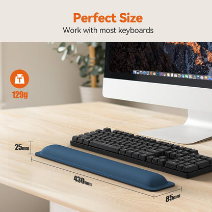 Wrist Rest for Computer Keyboard, Thicken Memory Foam Wrist Support Pad for Keyboard, Ergonomic Palm Rest for Pain Relief, Anti-Slip Rubber Base, 17x3.3 in, 1 inch (25mm), Black