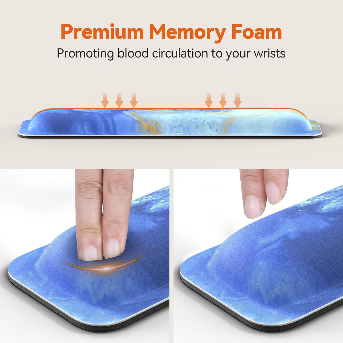 Wrist Rest for Computer Keyboard, Thicken Memory Foam Wrist Support Pad for Keyboard, Ergonomic Palm Rest for Pain Relief, Anti-Slip Rubber Base, 17x3.3 in, 1 inch (25mm), Black