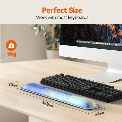 Wrist Rest for Computer Keyboard, Thicken Memory Foam Wrist Support Pad for Keyboard, Ergonomic Palm Rest for Pain Relief, Anti-Slip Rubber Base, 17x3.3 in, 1 inch (25mm), Black