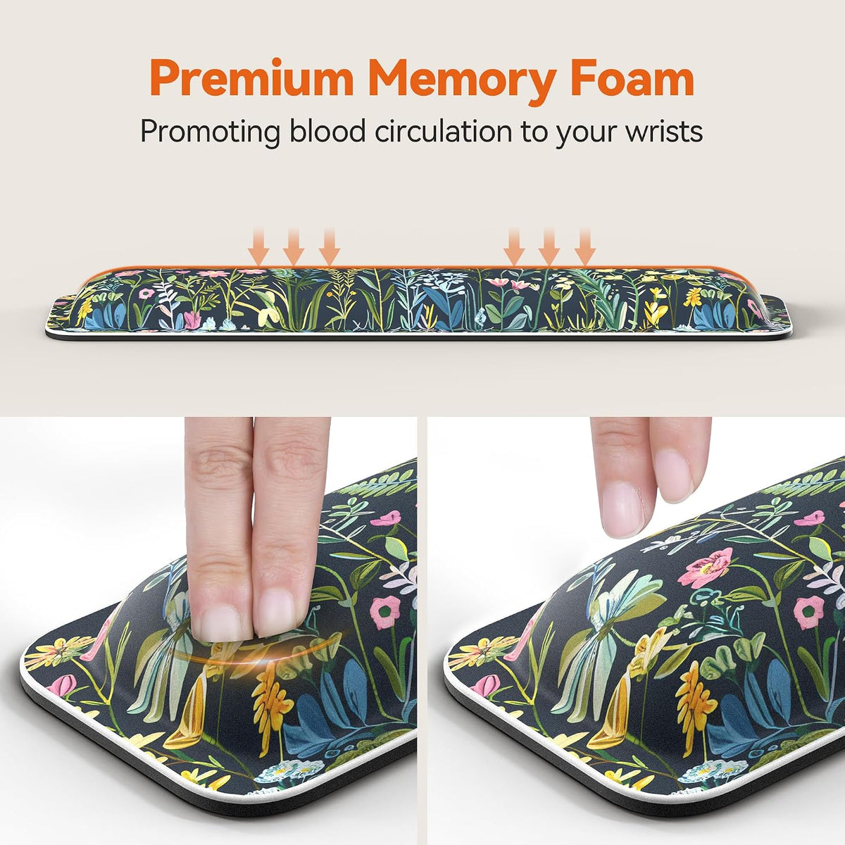 Wrist Rest for Computer Keyboard, Thicken Memory Foam Wrist Support Pad for Keyboard, Ergonomic Palm Rest for Pain Relief, Anti-Slip Rubber Base, 17x3.3 in, 1 inch (25mm), Black