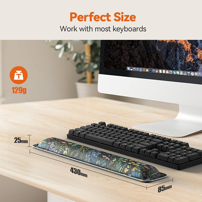 Wrist Rest for Computer Keyboard, Thicken Memory Foam Wrist Support Pad for Keyboard, Ergonomic Palm Rest for Pain Relief, Anti-Slip Rubber Base, 17x3.3 in, 1 inch (25mm), Black