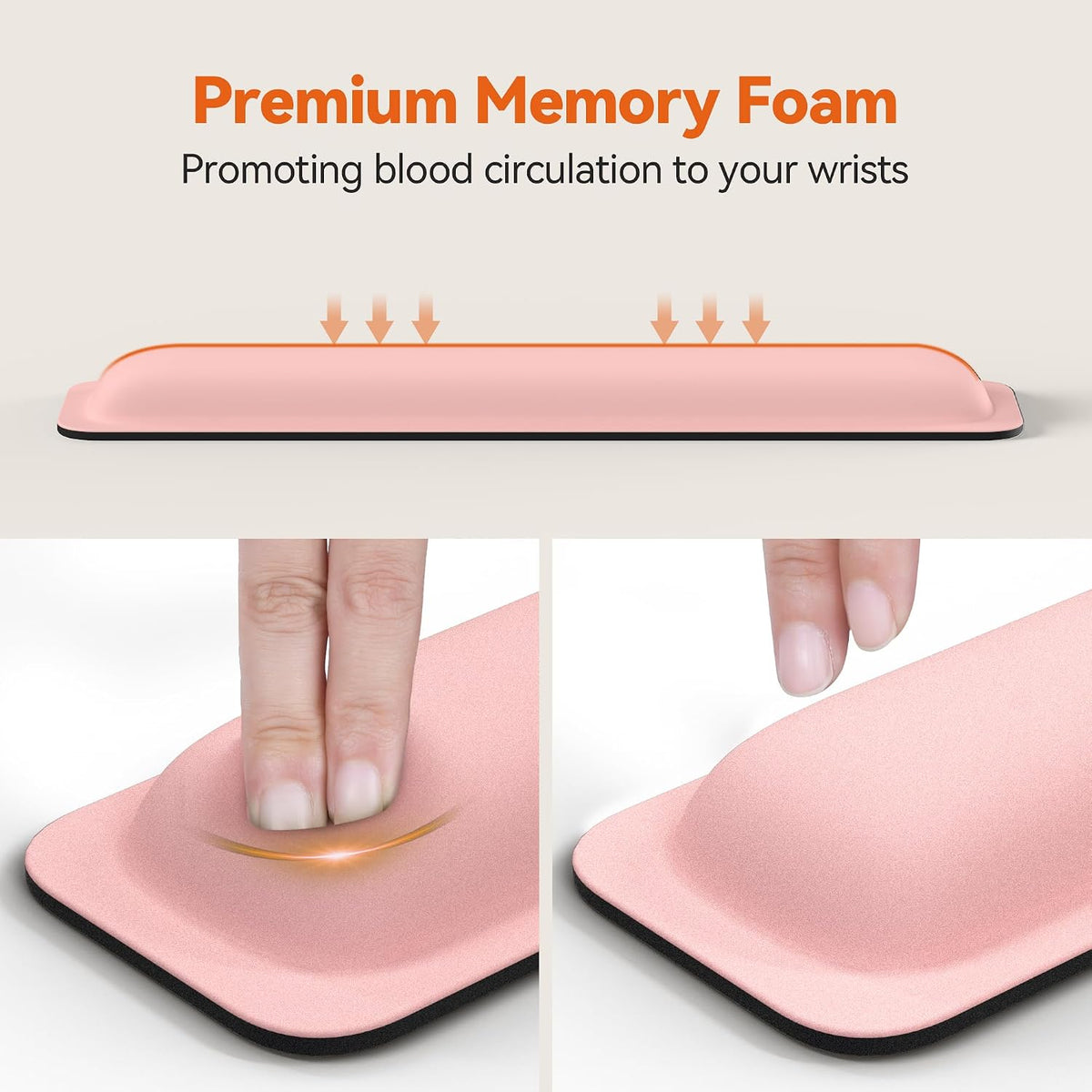 Wrist Rest for Computer Keyboard, Thicken Memory Foam Wrist Support Pad for Keyboard, Ergonomic Palm Rest for Pain Relief, Anti-Slip Rubber Base, 17x3.3 in, 1 inch (25mm), Black