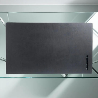 Black Leather 34" x 20" Desk Mat Without Rails
