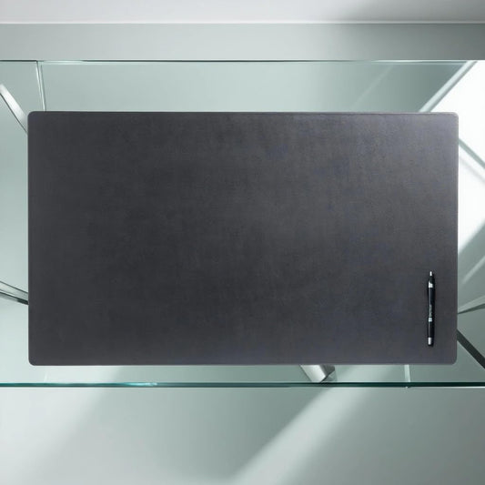Black Leather 34" x 20" Desk Mat Without Rails