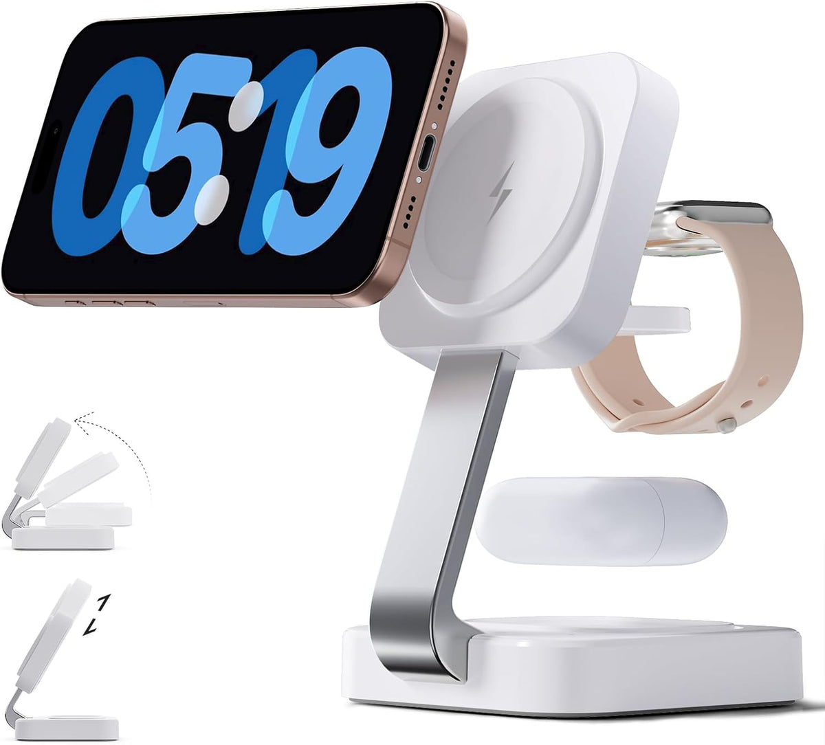 2026 Traveling Wireless Mag-Safe Fast Magnetic 3 in 1 Charging Station