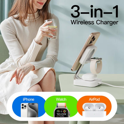 2026 Traveling Wireless Mag-Safe Fast Magnetic 3 in 1 Charging Station