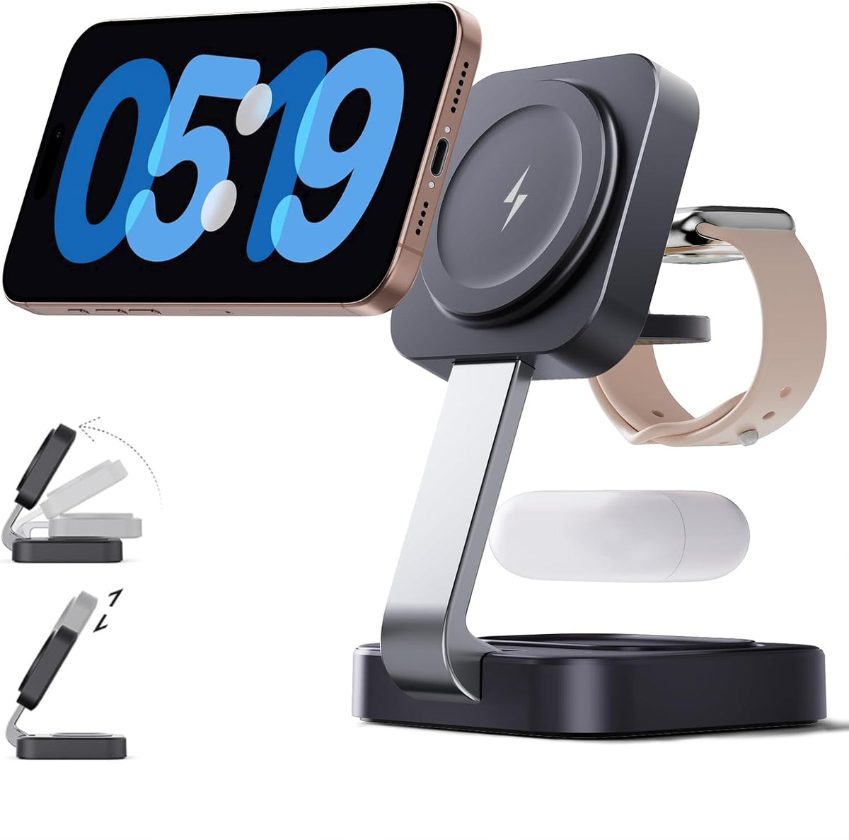 2026 Traveling Wireless Mag-Safe Fast Magnetic 3 in 1 Charging Station